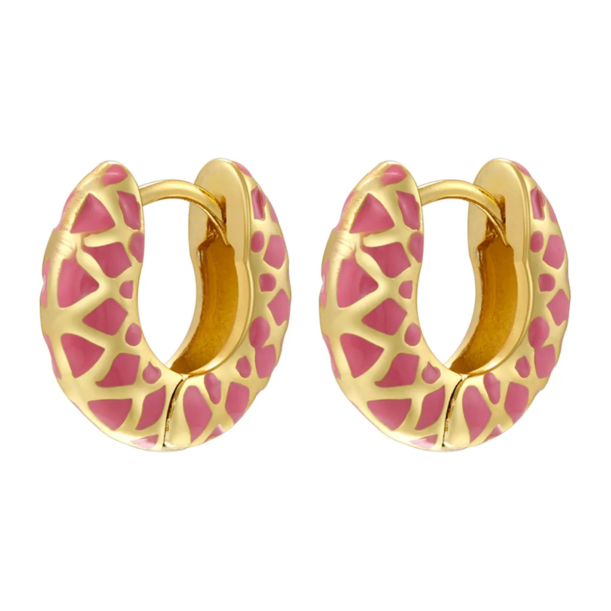 1 Pair IG Style Vacation Sweet U Shape Enamel Plating Copper 18K Gold Plated Hoop Earrings