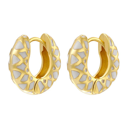 1 Pair IG Style Vacation Sweet U Shape Enamel Plating Copper 18K Gold Plated Hoop Earrings