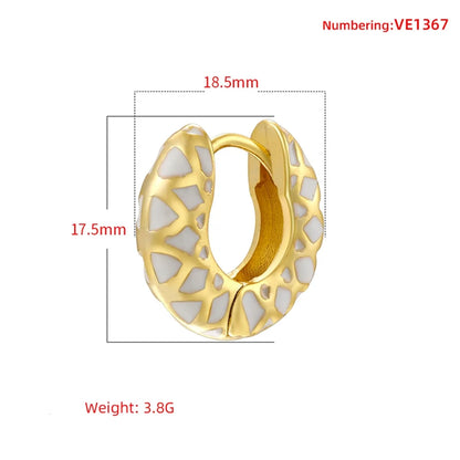 1 Pair IG Style Vacation Sweet U Shape Enamel Plating Copper 18K Gold Plated Hoop Earrings