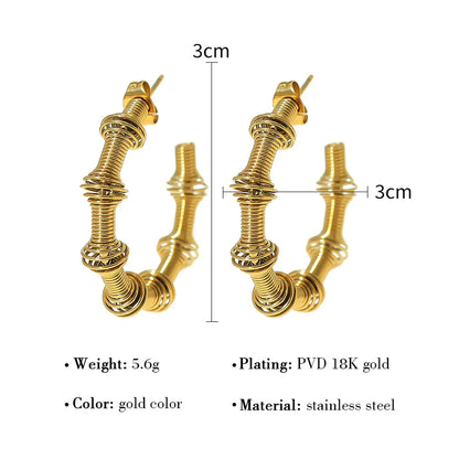 1 Pair Ig Style Vintage Style C Shape Plating Inlay Titanium Steel 18k Gold Plated Ear Studs