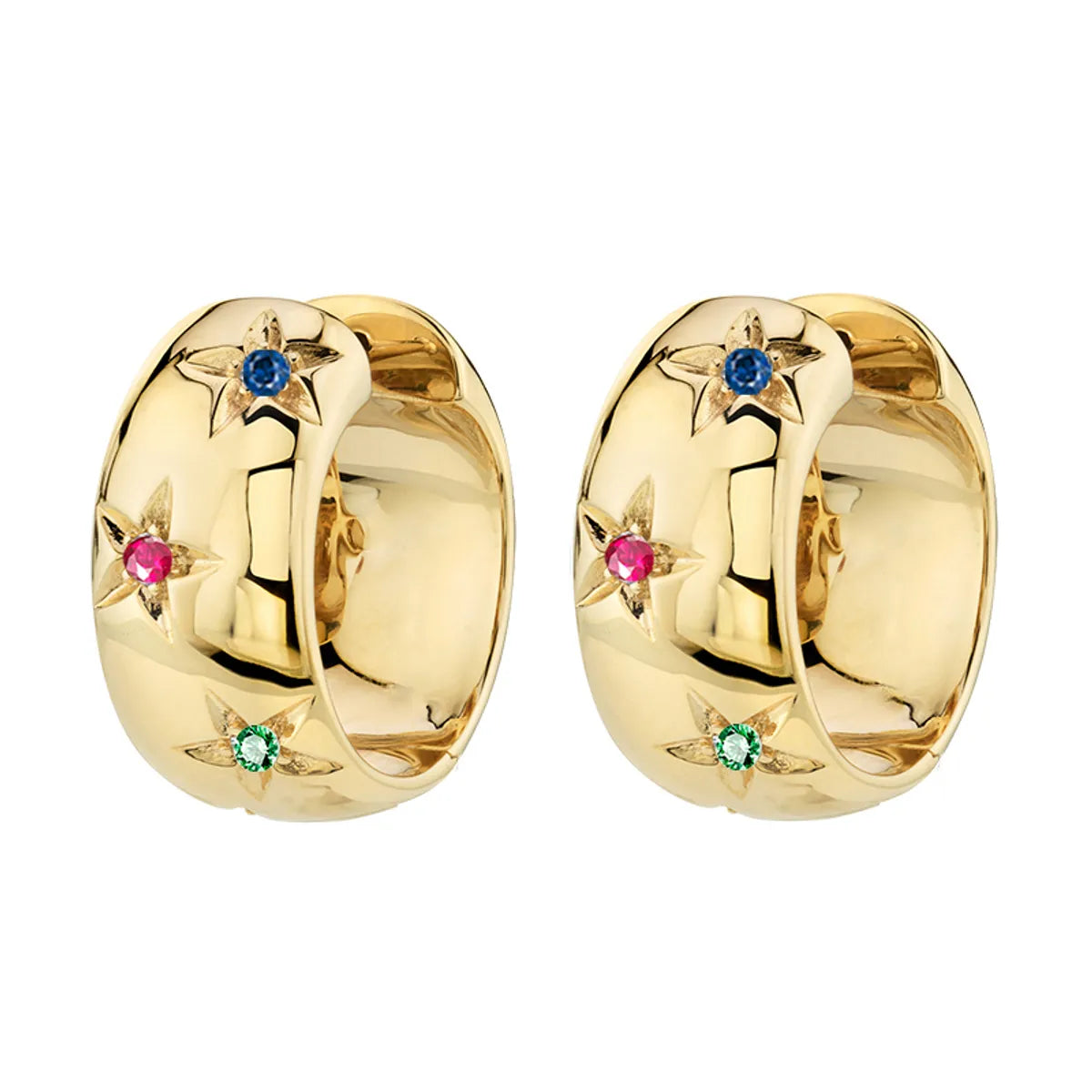 1 Pair Ig Style Vintage Style Classic Style Circle Star Plating Inlay Copper Zircon 18k Gold Plated Earrings