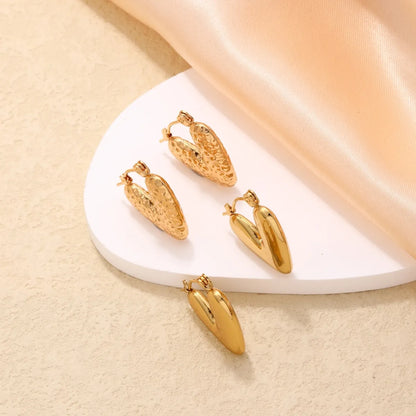 1 Pair Ig Style Vintage Style Heart Shape Plating Stainless Steel 18k Gold Plated Ear Clip