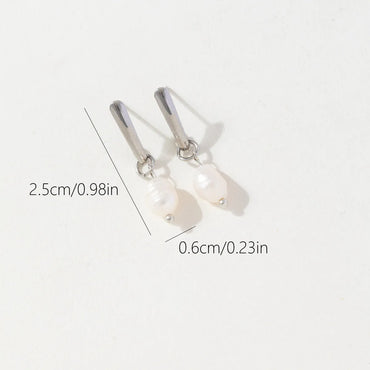 1 Pair Ig Style Vintage Style Korean Style Irregular Pearl Stainless Steel Drop Earrings