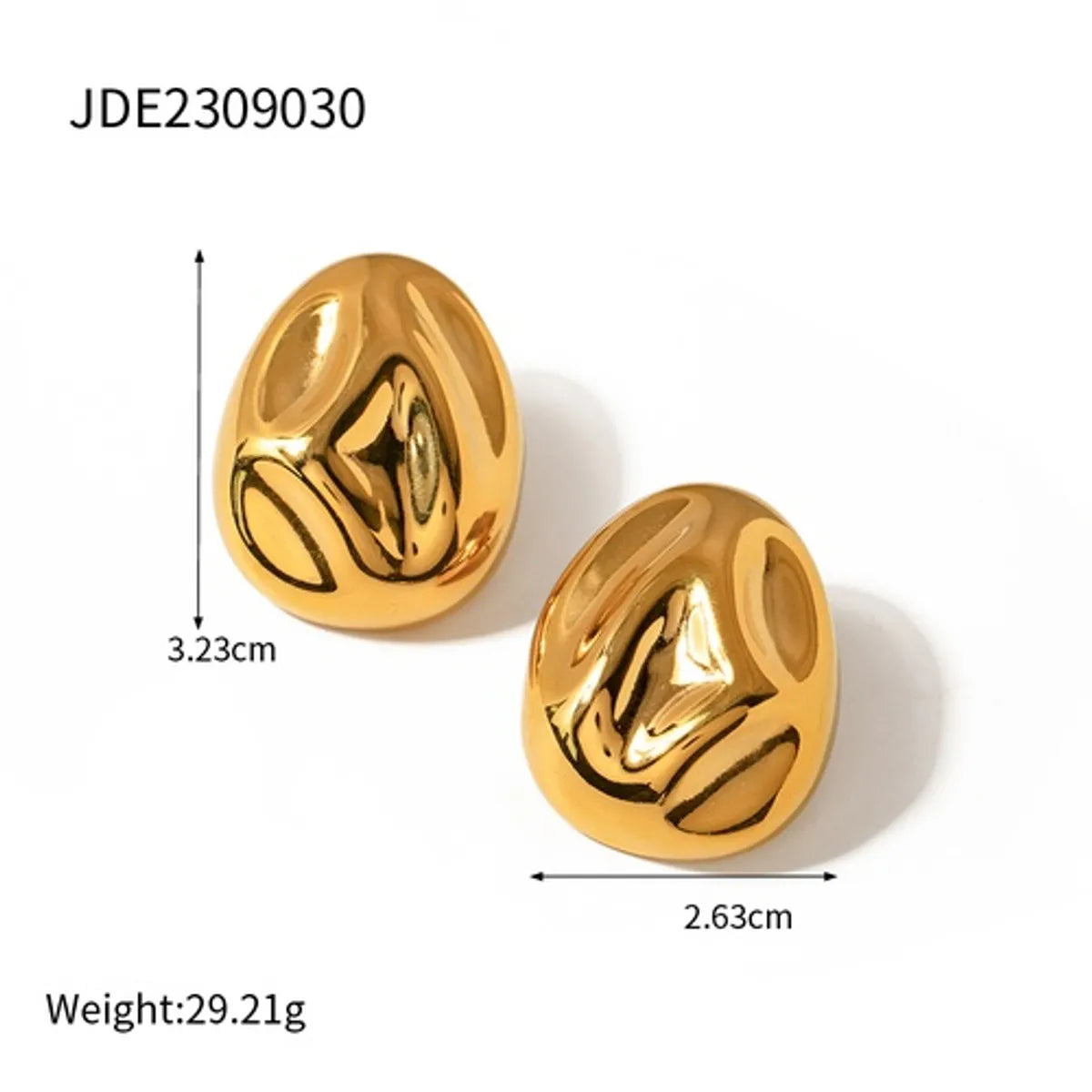 1 Pair Ig Style Vintage Style Lava Depression Plating Pleated Stainless Steel 18k Gold Plated Ear Studs