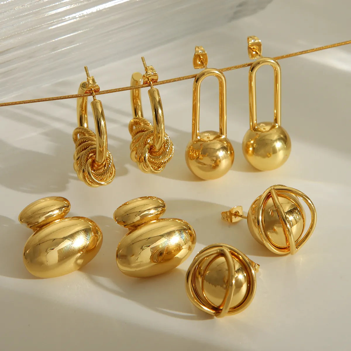 1 Pair IG Style Vintage Style Simple Style Round Plated Copper 18K Gold Plated Ear Studs