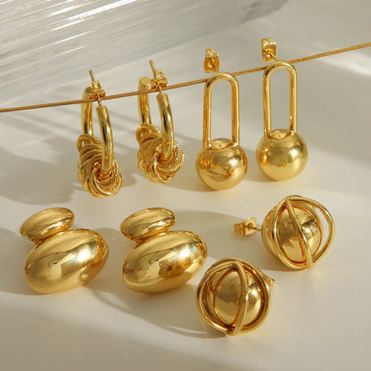 1 Pair IG Style Vintage Style Simple Style Round Plated Copper 18K Gold Plated Ear Studs