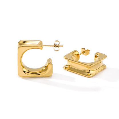 1 Pair IG Style Vintage Style Simple Style Simple Three-Dimensional 304 Stainless Steel 18K Gold Plated Ear Studs