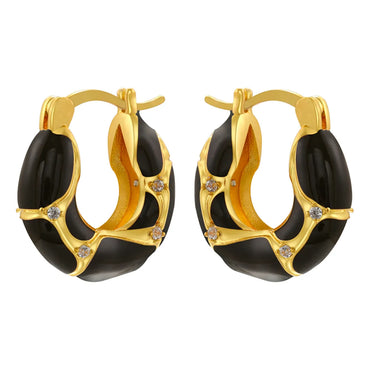 1 Pair IG Style Vintage Style U Shape Enamel Plating Inlay Copper Zircon 18K Gold Plated Earrings