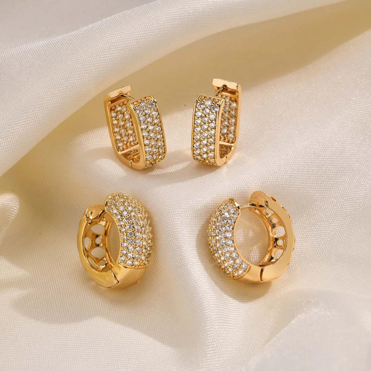 1 Pair Ig Style Vintage Style U Shape Plating Inlay Brass Zircon 18k Gold Plated Hoop Earrings