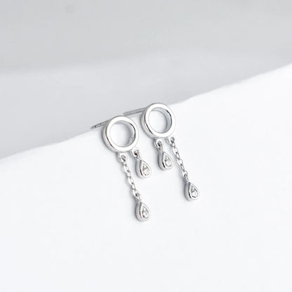 1 Pair IG Style Water Droplets Copper Zircon Drop Earrings