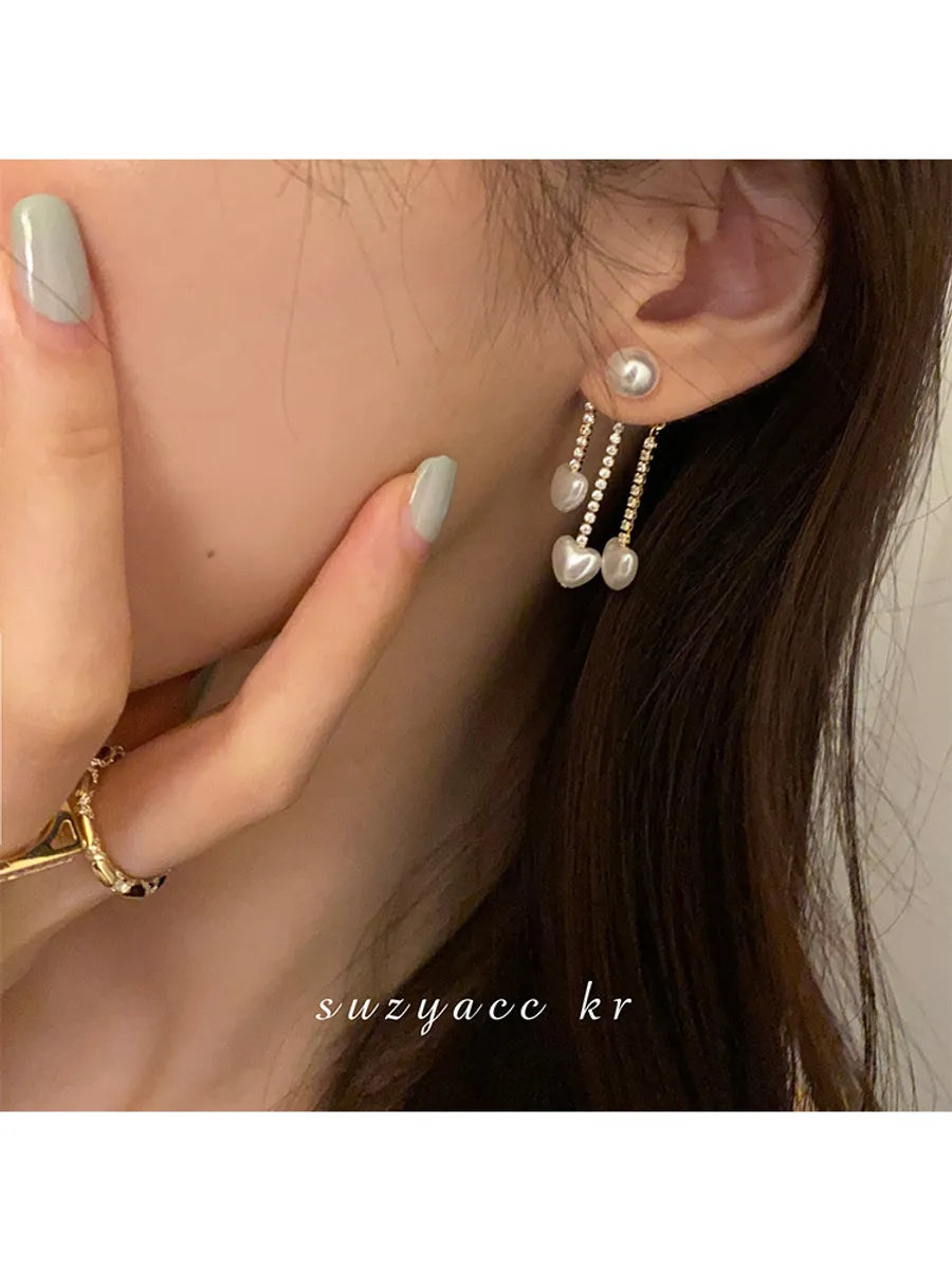 1 Pair IG Style Water Droplets Flower Bow Knot Inlay Alloy Rhinestones Opal Pearl Drop Earrings Earrings Ear Studs