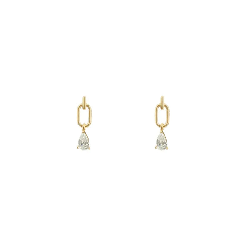 1 Pair Ig Style Water Droplets Plating Inlay Copper Zircon Gold Plated Earrings