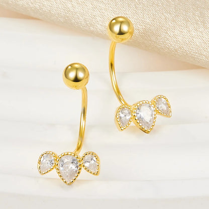 1 Pair Ig Style Water Droplets Plating Inlay Sterling Silver Zircon 18k Gold Plated White Gold Plated Earrings