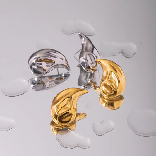 1 Pair Ig Style Water Droplets Plating Stainless Steel 18k Gold Plated Ear Studs