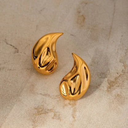 1 Pair Ig Style Water Droplets Plating Stainless Steel 18k Gold Plated Ear Studs