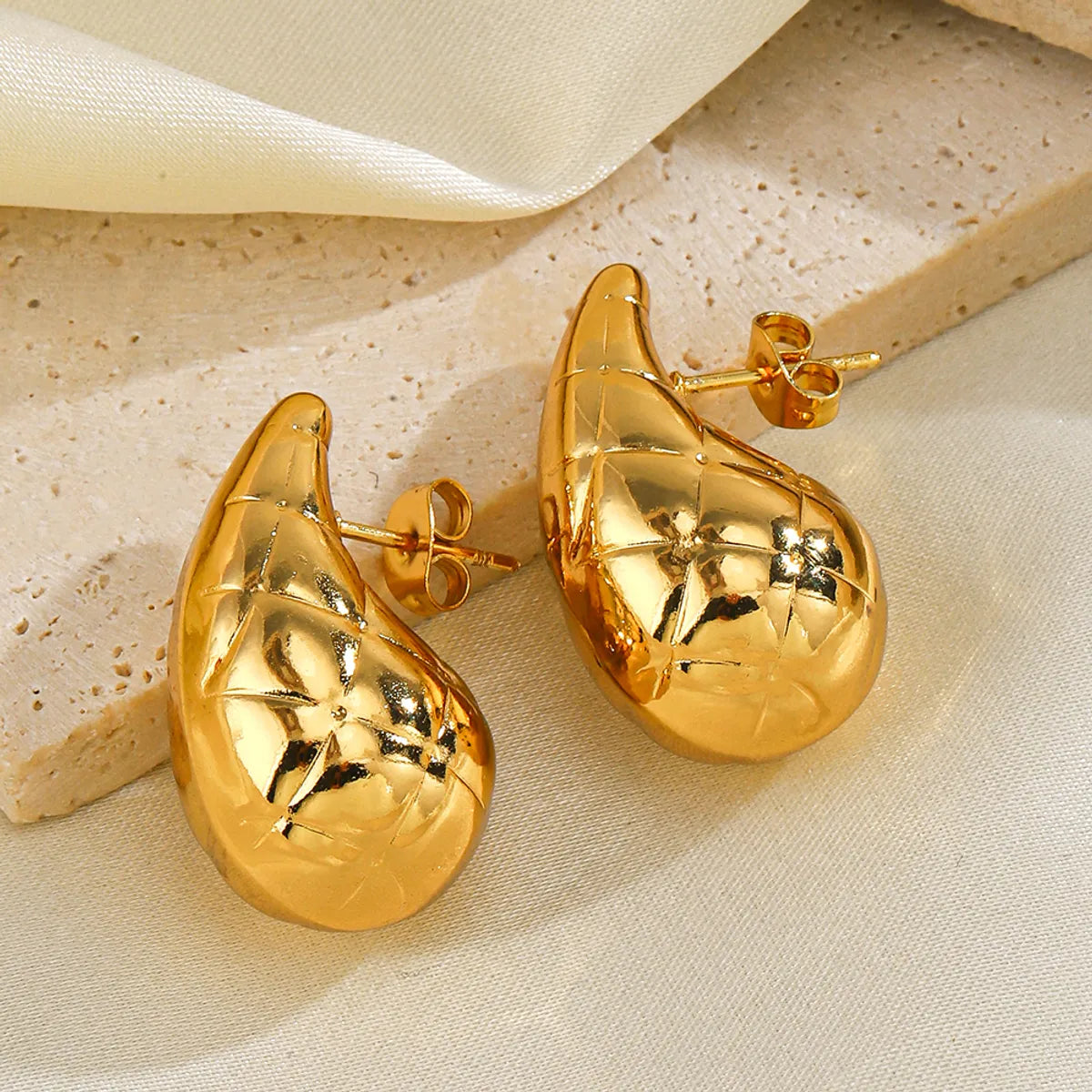 1 Pair Ig Style Water Droplets Plating Stainless Steel 18k Gold Plated Ear Studs