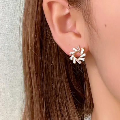 1 Pair Ig Style Y2k Simple Style Windmill Plating Inlay Copper Zircon Gold Plated Ear Studs