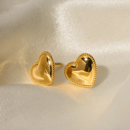 1 Pair Ins Style Basic Heart Shape Stainless Steel Plating 18k Gold Plated Ear Studs