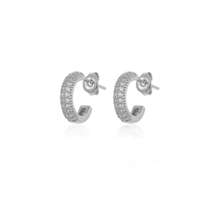 1 Pair Ins Style C Shape Plating Inlay Copper Zircon Gold Plated Ear Studs