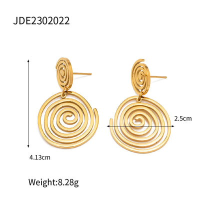 1 Pair Ins Style Circle Stainless Steel Drop Earrings