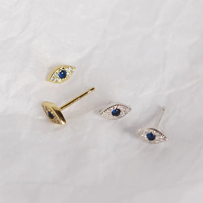 1 Pair Ins Style Devil'S Eye Copper Inlay Zircon Ear Studs