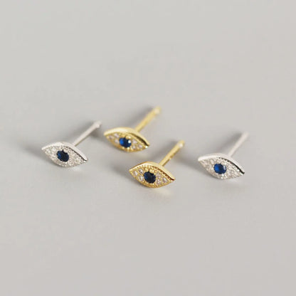 1 Pair Ins Style Devil'S Eye Copper Inlay Zircon Ear Studs