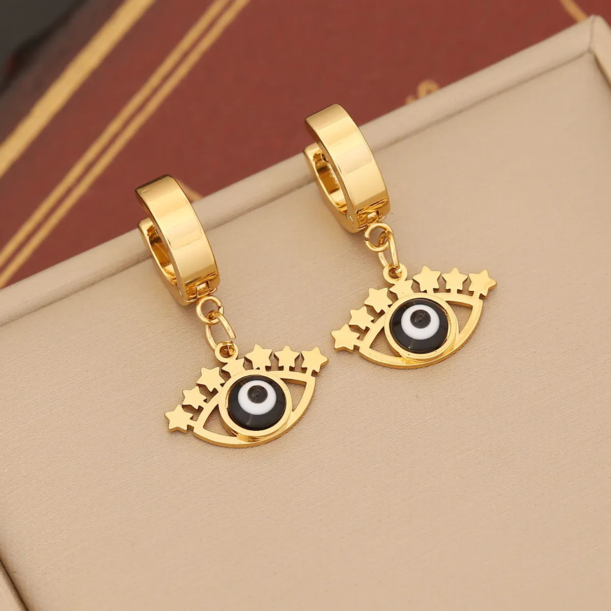 1 Pair Ig Style Devil's Eye Enamel Stainless Steel Drop Earrings