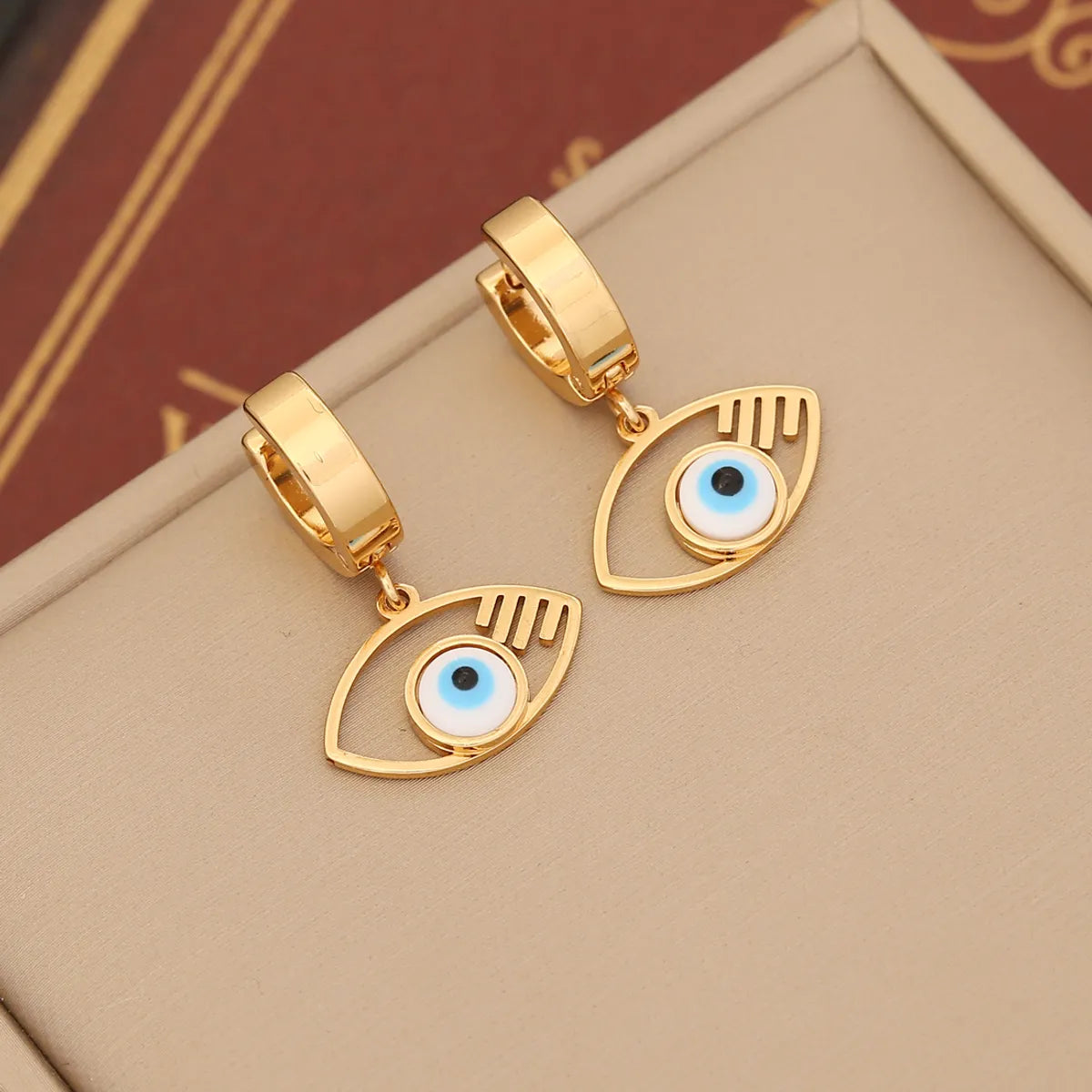 1 Pair Ig Style Devil's Eye Enamel Stainless Steel Drop Earrings