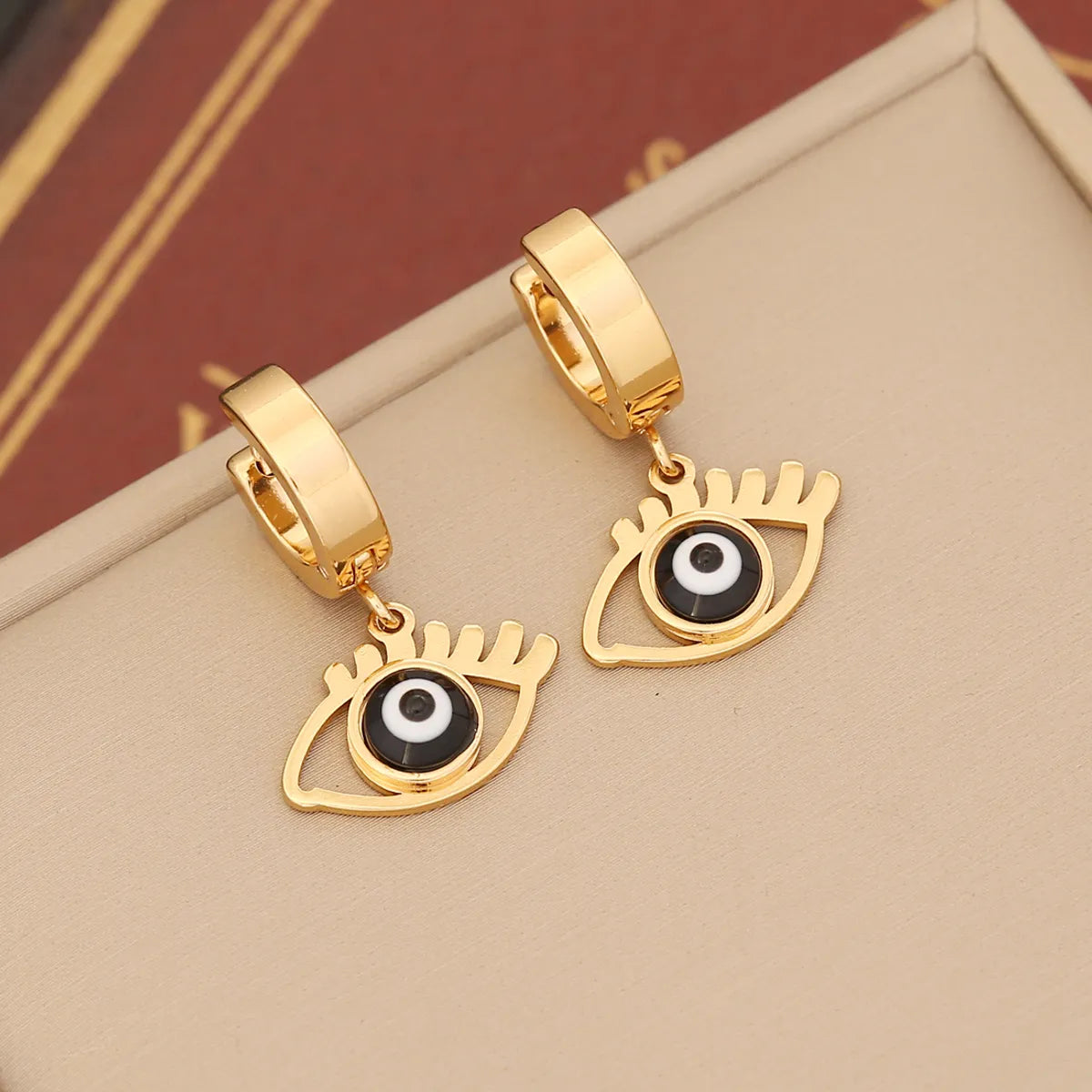 1 Pair Ig Style Devil's Eye Enamel Stainless Steel Drop Earrings