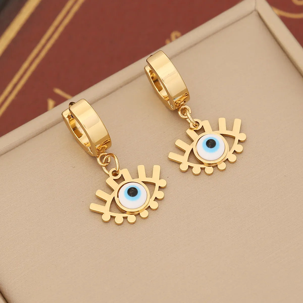 1 Pair Ig Style Devil's Eye Enamel Stainless Steel Drop Earrings