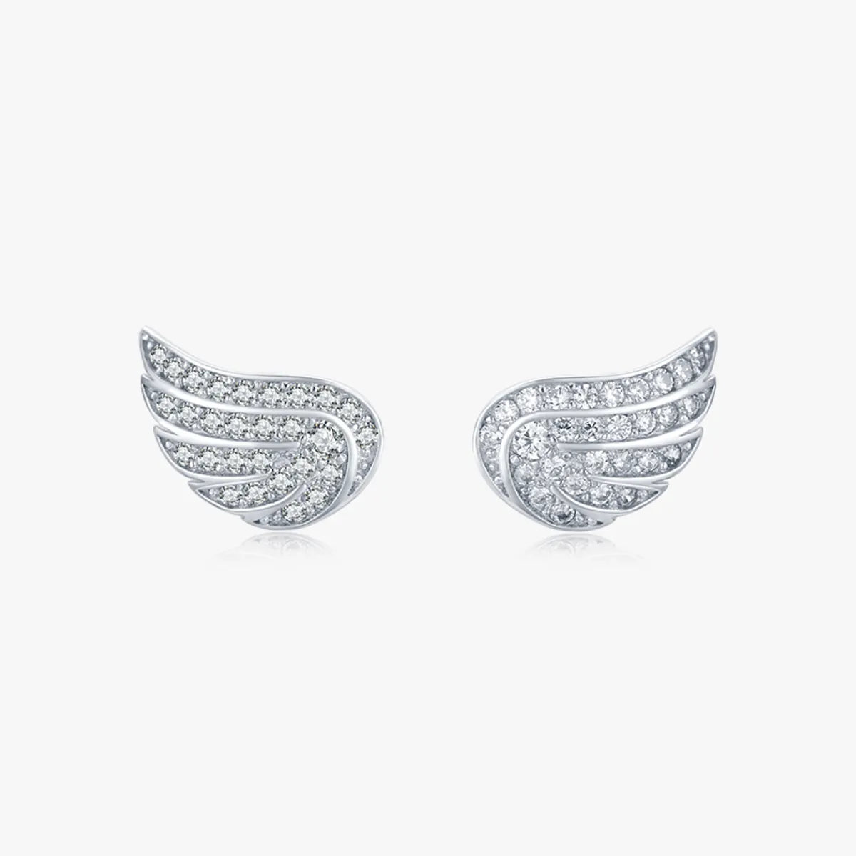 1 Pair Ins Style Fairy Style Korean Style Angel Wings Sterling Silver Plating Inlay Zircon Rhodium Plated Ear Studs