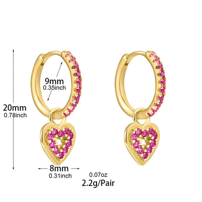 1 Pair Ins Style Fashion Heart Shape Butterfly Plating Inlay Copper Zircon Gold Plated Earrings