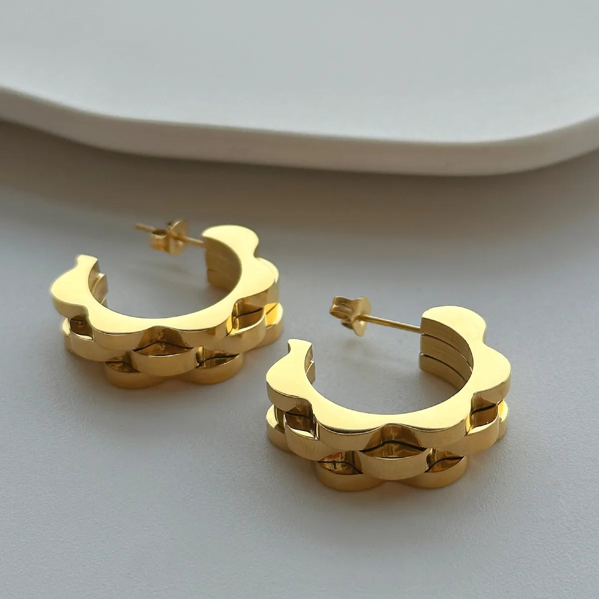 1 Pair Ins Style Geometric Titanium Steel Plating 18k Gold Plated Earrings