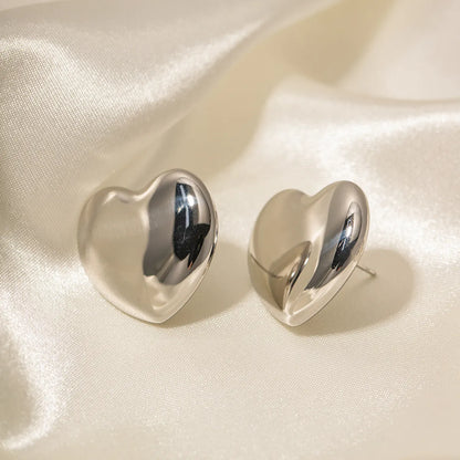 1 Pair Ins Style Heart Shape Stainless Steel Ear Studs