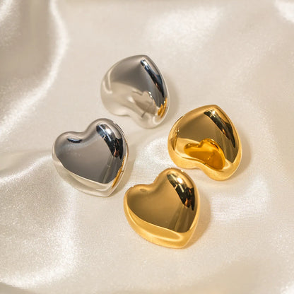 1 Pair Ins Style Heart Shape Stainless Steel Ear Studs