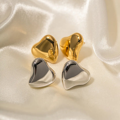 1 Pair Ins Style Heart Shape Stainless Steel Ear Studs