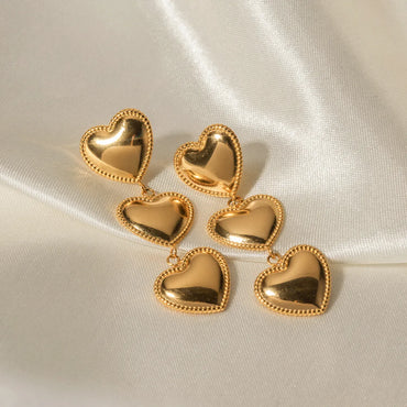 1 Pair Ins Style Heart Shape Stainless Steel Plating 18k Gold Plated Drop Earrings