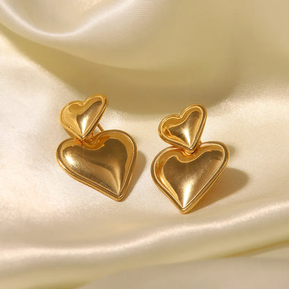 1 Pair Ins Style Heart Shape Stainless Steel Plating Drop Earrings