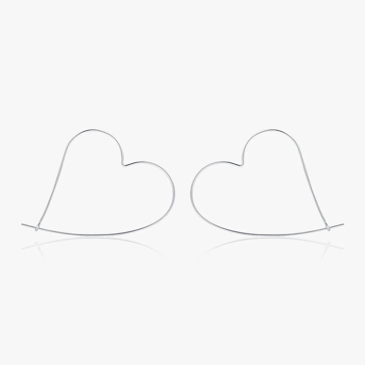 1 Pair Ins Style Heart Shape Sterling Silver Plating Silver Plated Hoop Earrings