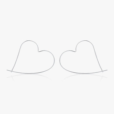 1 Pair Ins Style Heart Shape Sterling Silver Plating Silver Plated Hoop Earrings