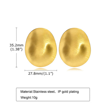 1 Pair Ins Style Oval Plating Stainless Steel 18k Gold Plated Ear Studs