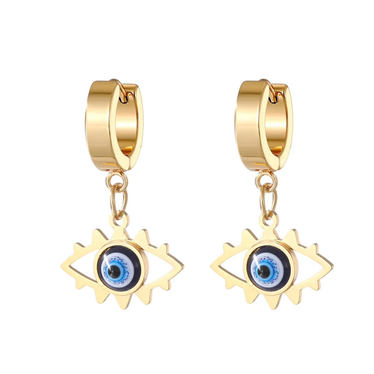 1 Pair INS Style Palm Eye Inlay 201 Stainless Steel Alloy Resin Drop Earrings