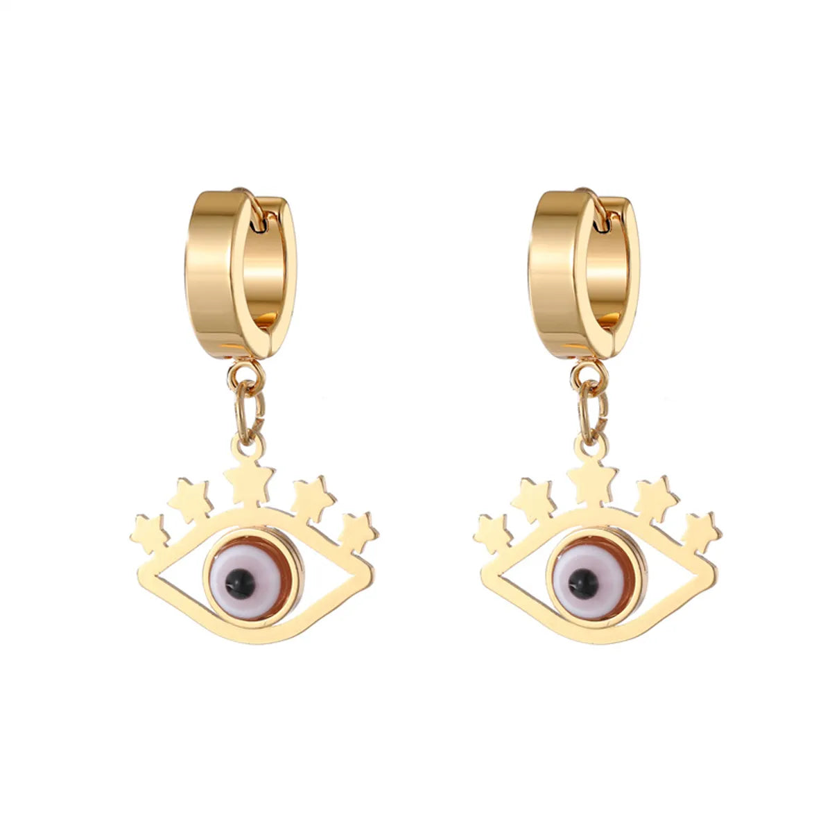 1 Pair INS Style Palm Eye Inlay 201 Stainless Steel Alloy Resin Drop Earrings