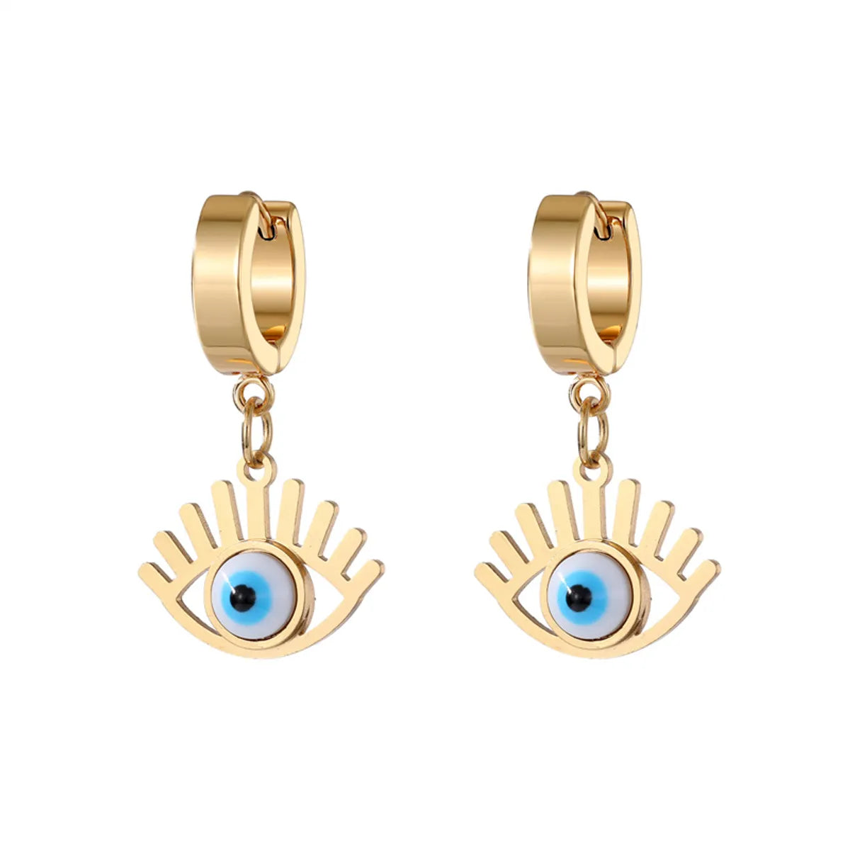 1 Pair INS Style Palm Eye Inlay 201 Stainless Steel Alloy Resin Drop Earrings