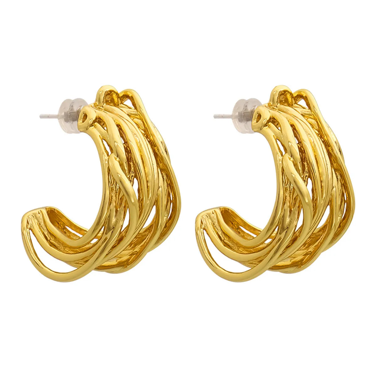 1 Pair Ins Style Simple Style C Shape Lines Plating Copper Ear Studs