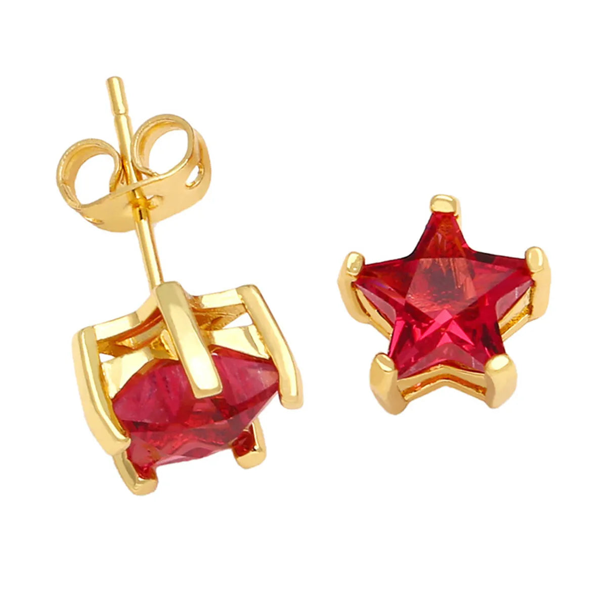 1 Pair Ins Style Simple Style Leaf Star Flower Copper Plating Inlay Zircon Drop Earrings Ear Studs