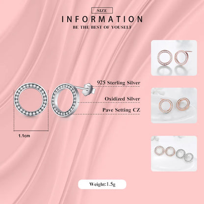 1 Pair Ins Style Simple Style Round Sterling Silver Inlay Zircon Rose Gold Plated Ear Studs