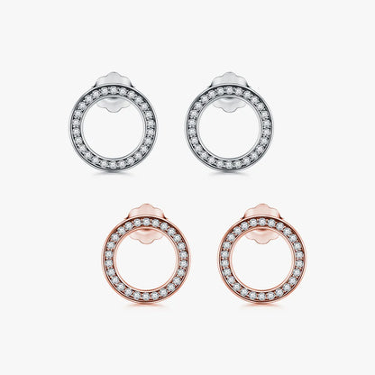 1 Pair Ins Style Simple Style Round Sterling Silver Inlay Zircon Rose Gold Plated Ear Studs