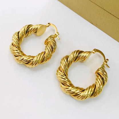 1 Pair Ins Style Twist Copper Plating 18k Gold Plated Earrings