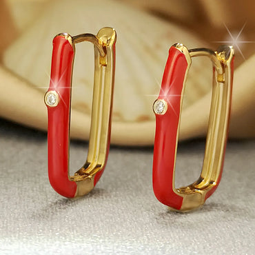 1 Pair Ins Style U Shape Copper Plating Inlay Zircon Gold Plated Silver Plated Hoop Earrings